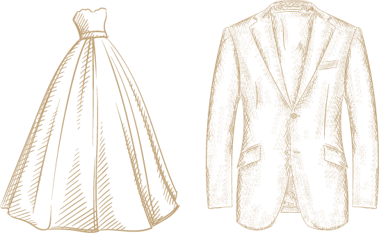 Ilustración de vestido y traje
